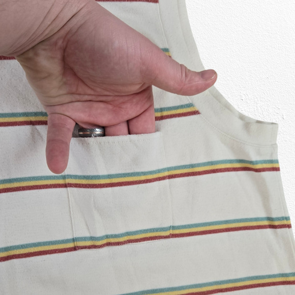 Madewell Ivory Retro Striped Sleeveless Crewneck Breeze Muscle Tank Size Medium - Picture 3 of 7